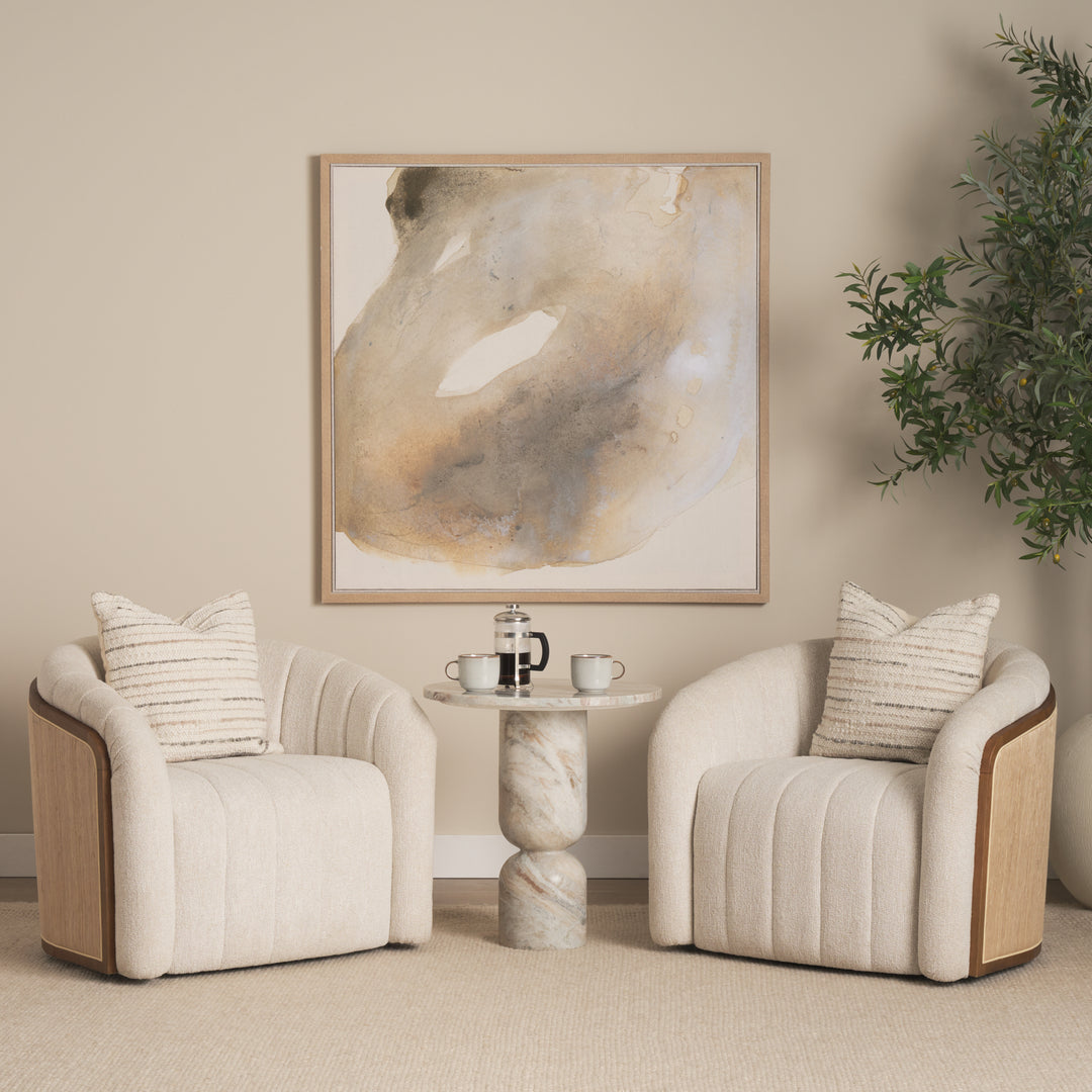 Nylah Solid Pink Marble Round Accent Table Dining Room Mercana