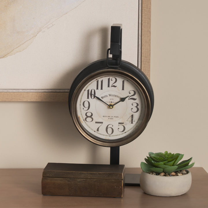 Taxz Metallic Brown Metal Hanging Table Clock Decor Mercana
