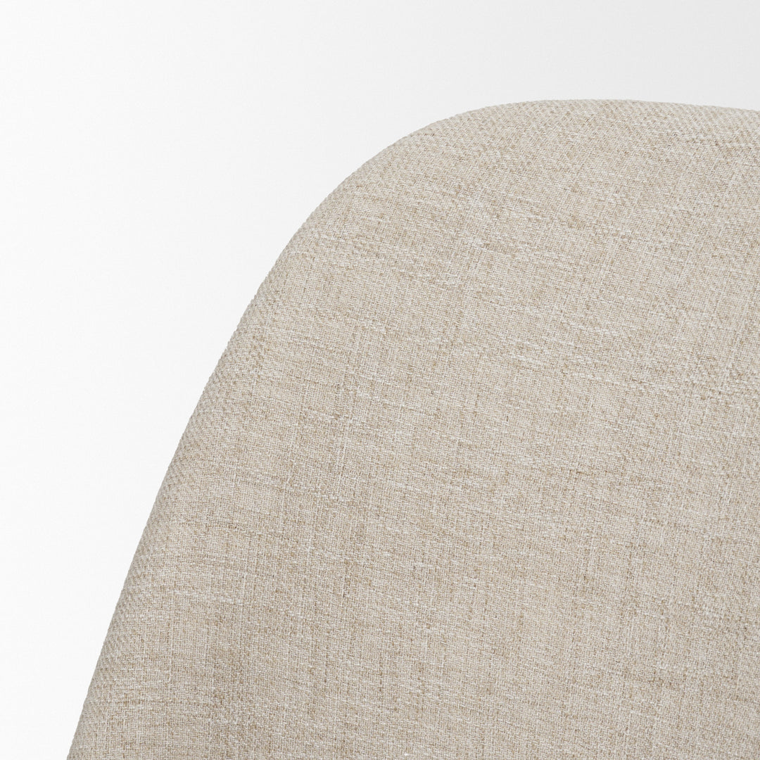 Abbie Curved Back Oatmeal Fabric Armless Dining Chair Living Room Mercana
