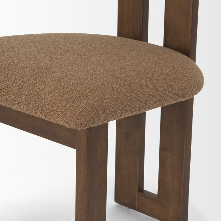 Tribeca Curve Open Back Mocha Fabric Tripod Frame Dining Chair Living Room Mercana