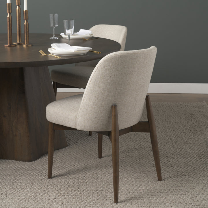 Abbie Curved Back Oatmeal Fabric Armless Dining Chair Living Room Mercana
