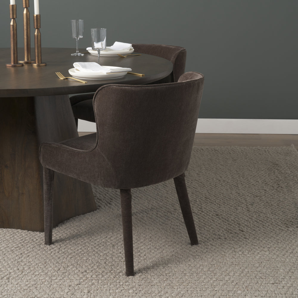 Nolan Slope Charcoal Chenille Dining Chair Dining Room Mercana