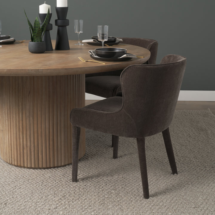 Nolan Slope Charcoal Chenille Dining Chair Dining Room Mercana