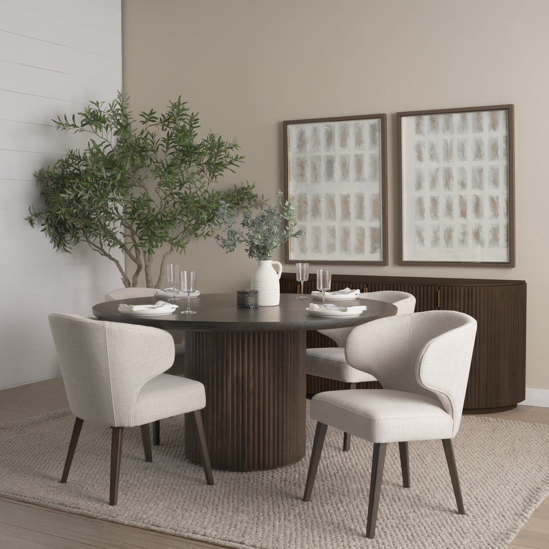 Terra Fluted Dining Table - 4 Niles Chairs - Terra Sideboard Dining Room Mercana