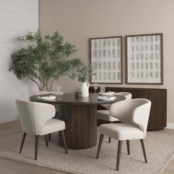 Terra Fluted Dining Table - 4 Niles Chairs - Terra Sideboard Dining Room Mercana
