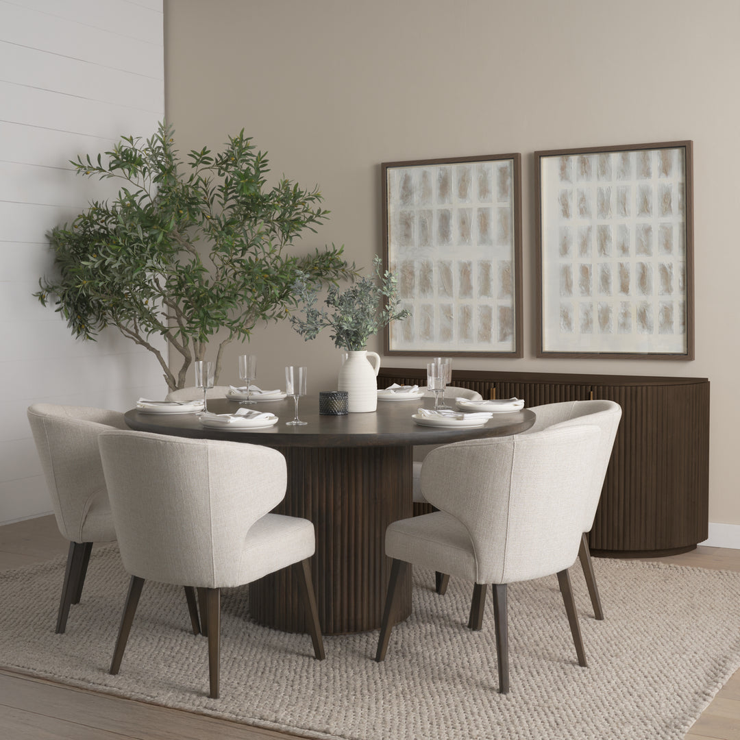 Terra Fluted Dining Table - 6 Niles Chairs - Terra Sideboard Dining Room Mercana