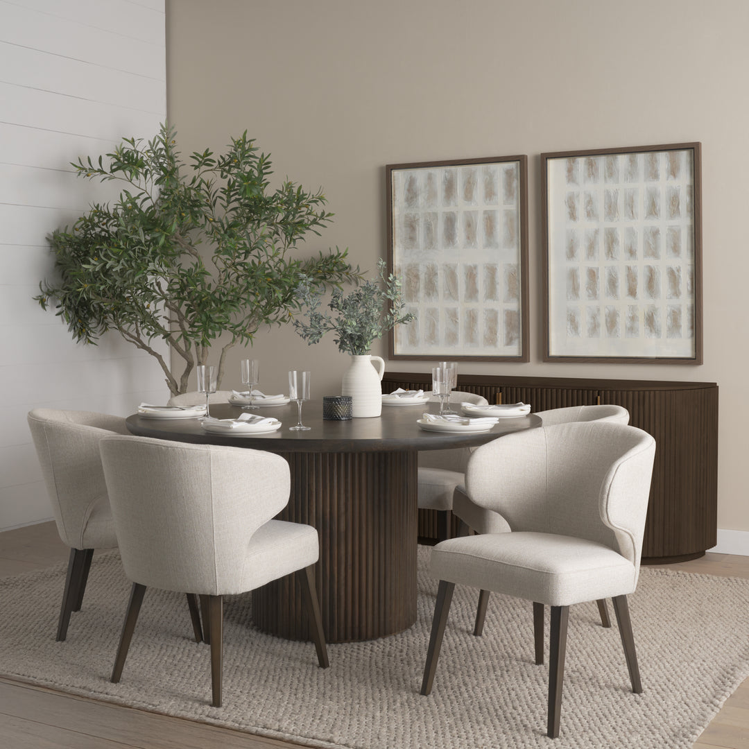 Terra Fluted Dining Table - 6 Niles Chairs - Terra Sideboard Dining Room Mercana