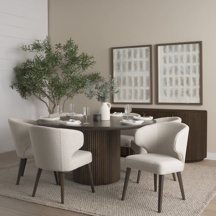 Terra Fluted Dining Table - 6 Niles Chairs - Terra Sideboard Dining Room Mercana