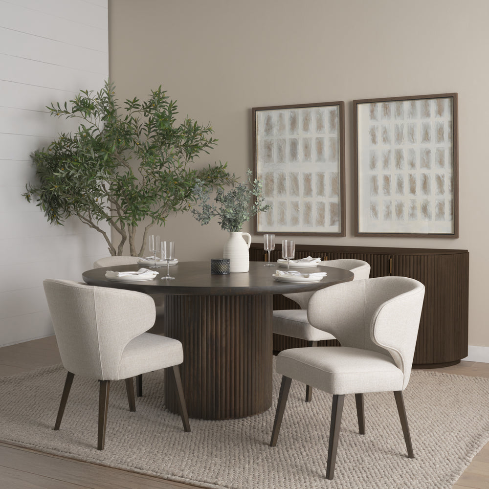Terra Dark Brown Wood Round Fluted Dining Table Dining Room Mercana