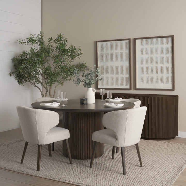 Terra Dark Brown Wood Fluted Sideboard Dining Room Mercana