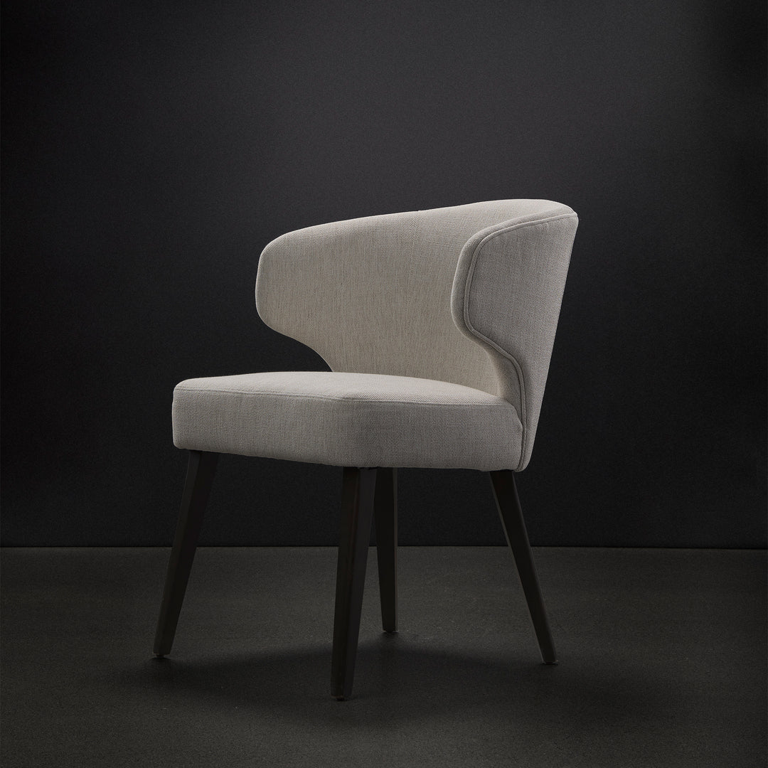 Niles Cream Fabric Seat W/ Dark Brown Wooden Legs Wingback Dining Chair Dining Room Mercana