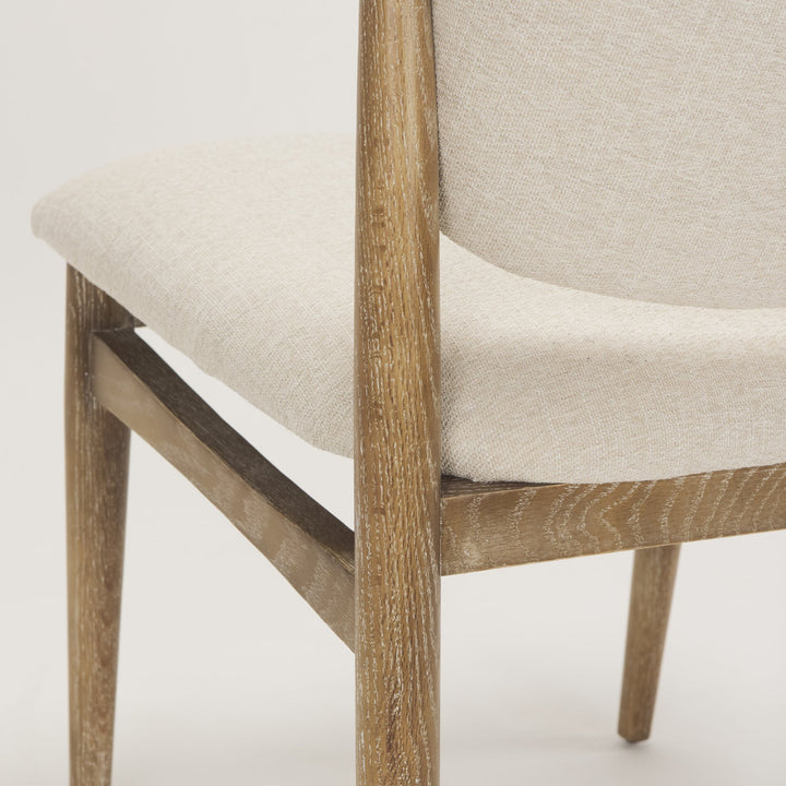 Cline Cream Fabric Upholstered and Light Brown Wood Dining Chair Dining Room Mercana