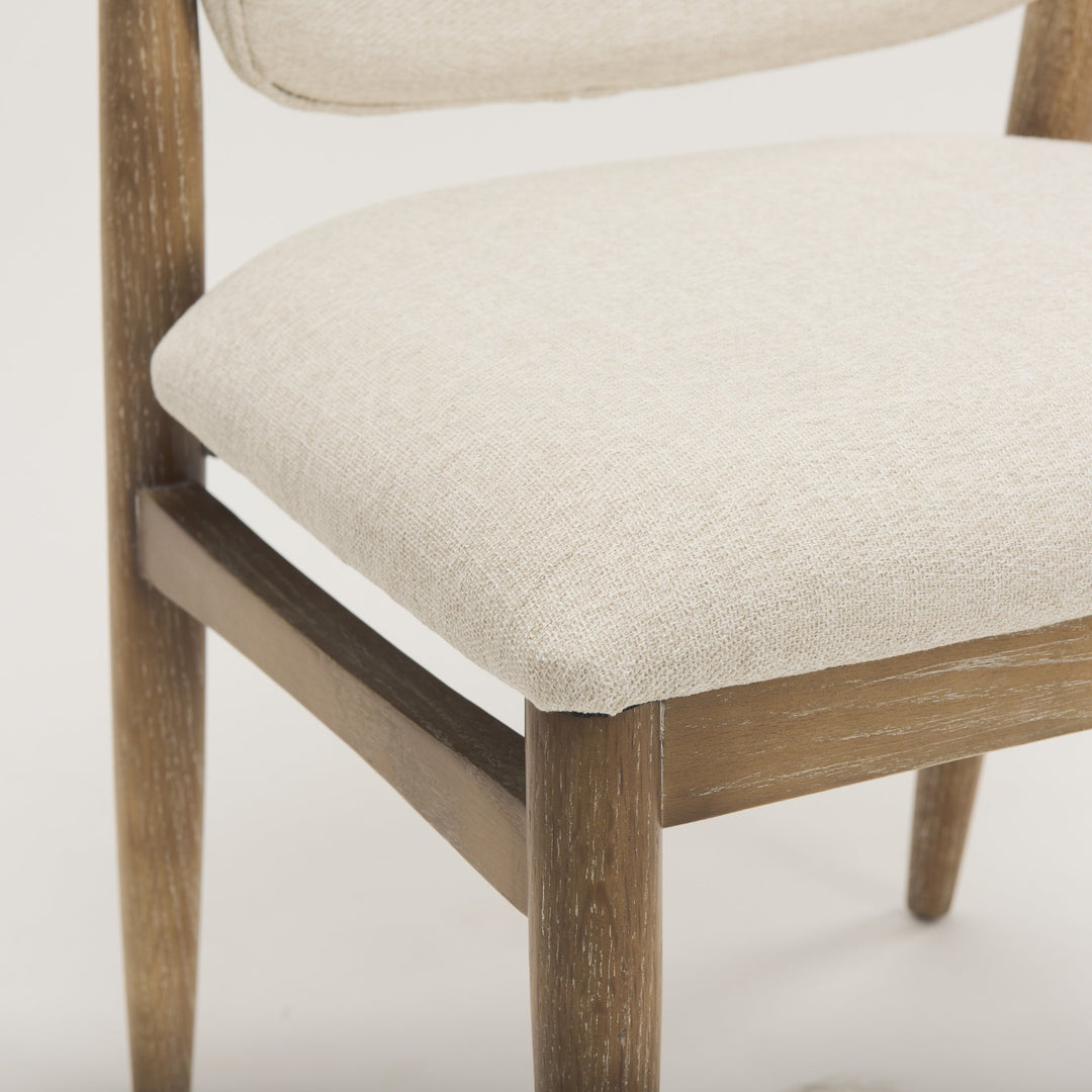 Cline Cream Fabric Upholstered and Light Brown Wood Dining Chair Dining Room Mercana