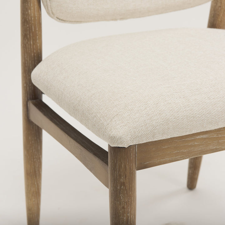 Cline Cream Fabric Upholstered and Light Brown Wood Dining Chair Dining Room Mercana