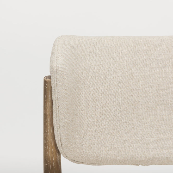 Cline Cream Fabric Upholstered and Light Brown Wood Dining Chair Dining Room Mercana