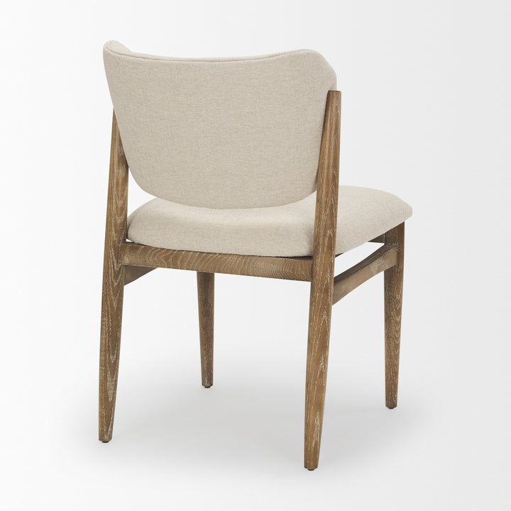 Cline Cream Fabric Upholstered and Light Brown Wood Dining Chair Dining Room Mercana