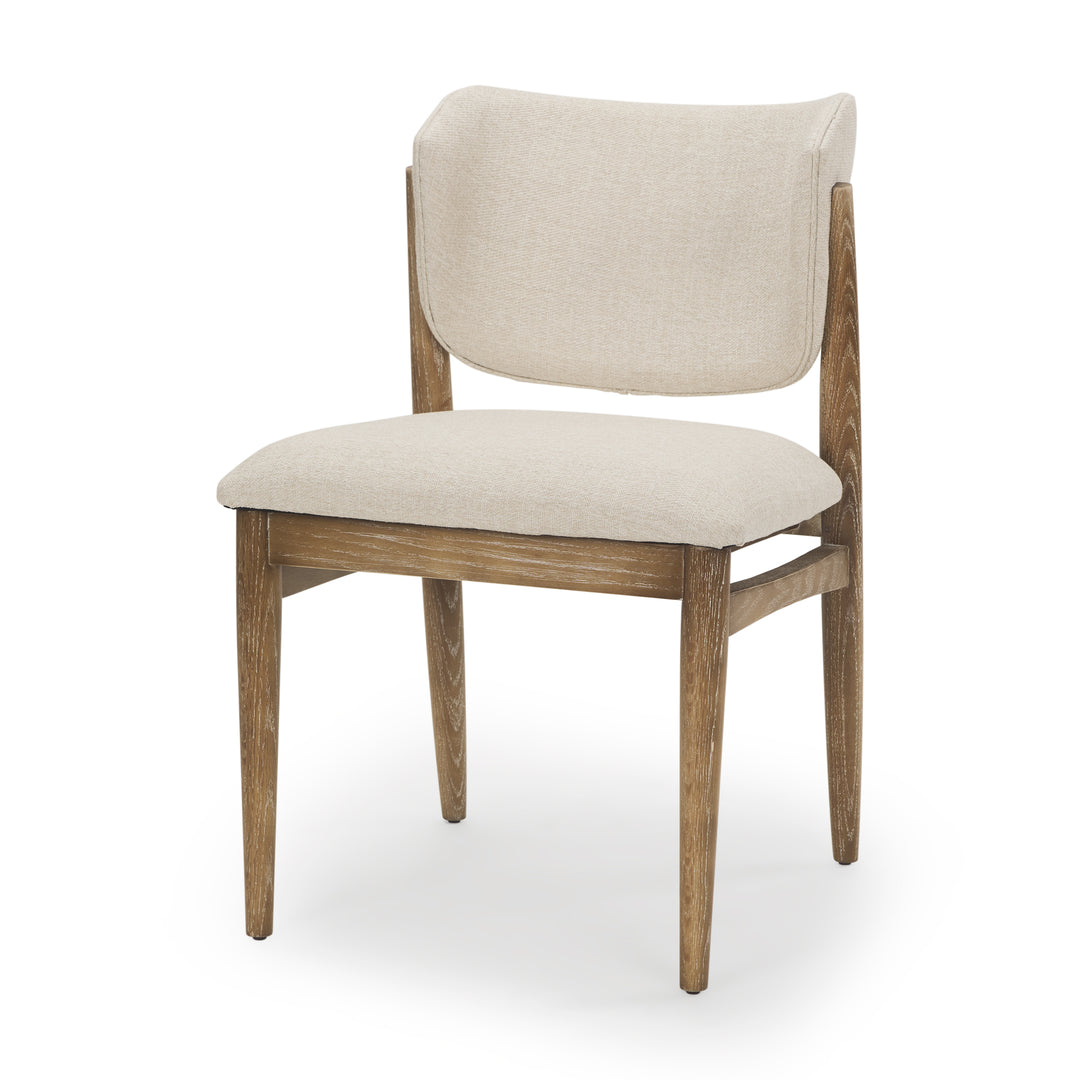 Cline Cream Fabric Upholstered and Light Brown Wood Dining Chair Dining Room Mercana