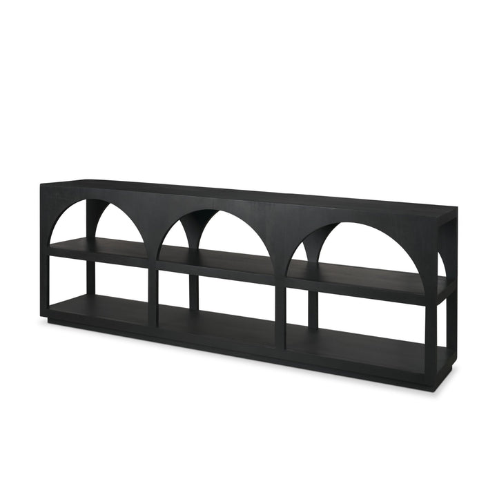 Bela Large Matte Black Arched Console Table Living Room Mercana