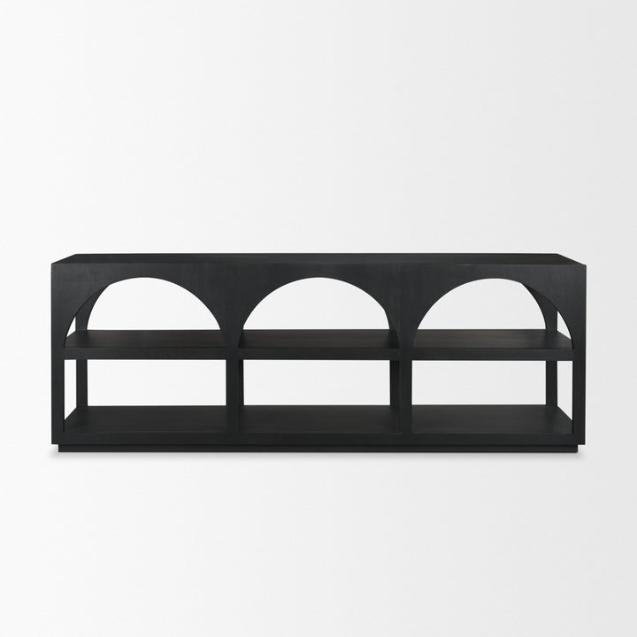Bela Large Matte Black Arched Console Table Living Room Mercana