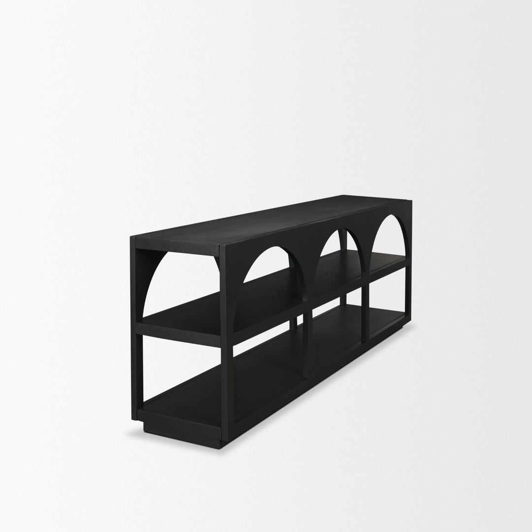Bela Large Matte Black Arched Console Table Living Room Mercana