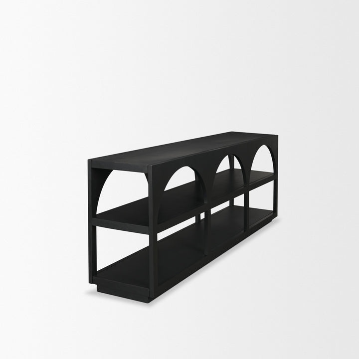 Bela Large Matte Black Arched Console Table Living Room Mercana