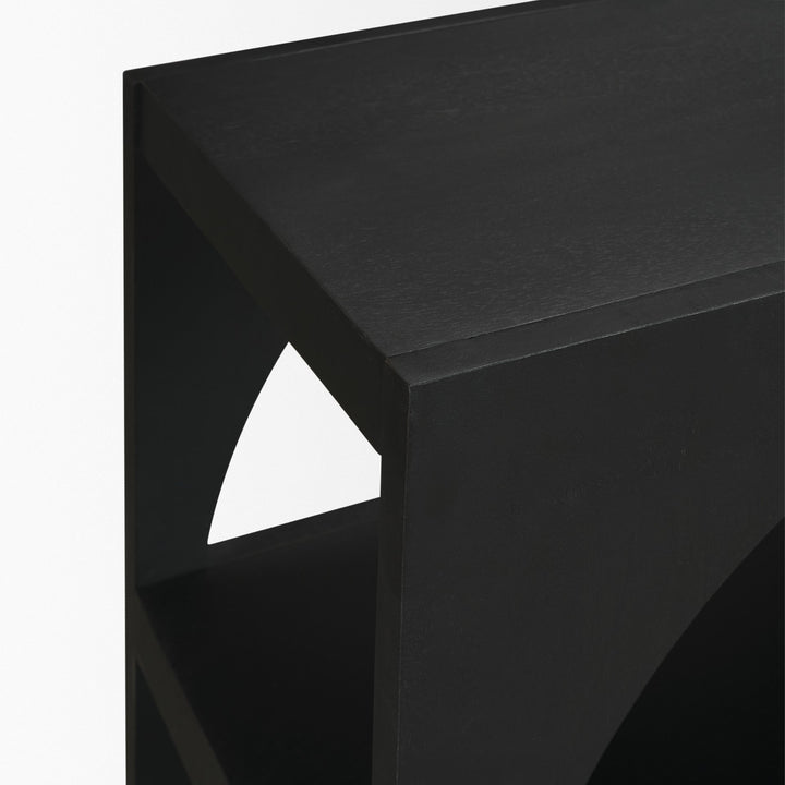 Bela Large Matte Black Arched Console Table Living Room Mercana