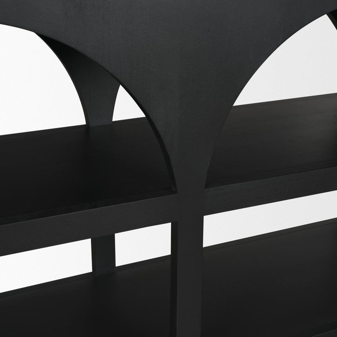 Bela Large Matte Black Arched Console Table Living Room Mercana
