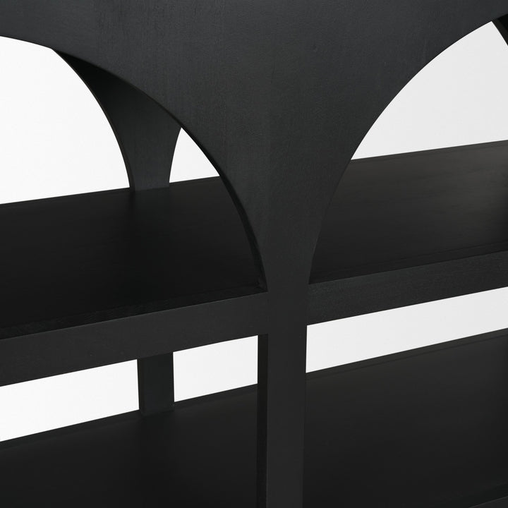 Bela Large Matte Black Arched Console Table Living Room Mercana