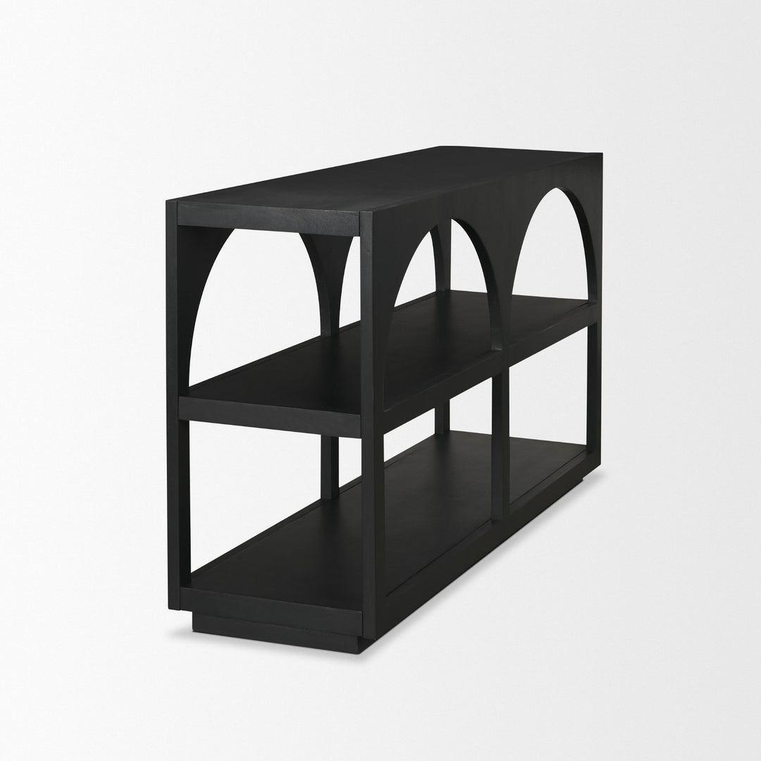 Bela Small Matte Black Arched Console Table Living Room Mercana