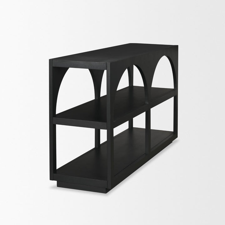 Bela Small Matte Black Arched Console Table Living Room Mercana