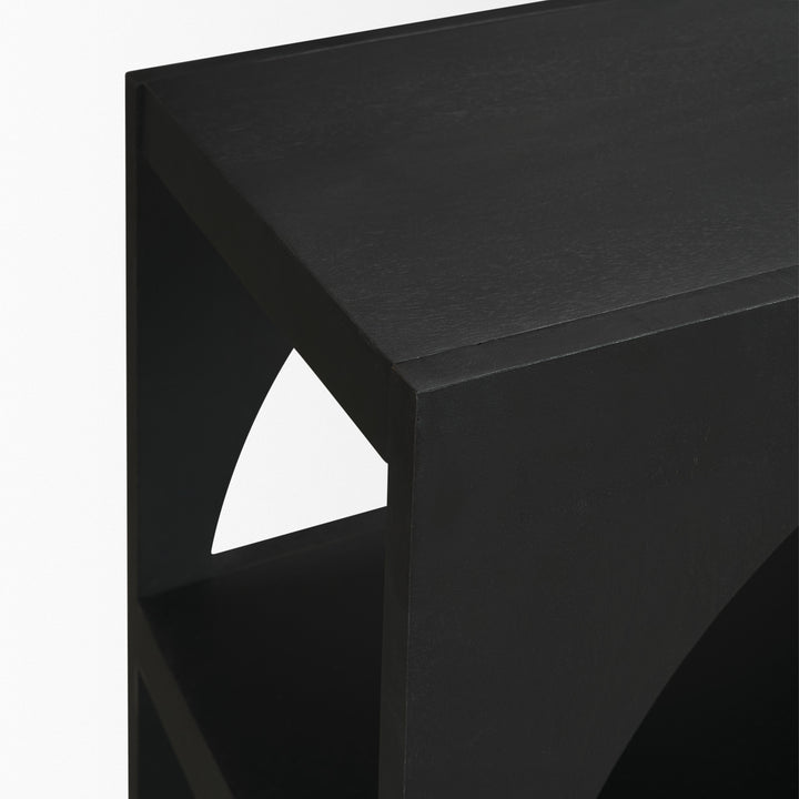 Bela Small Matte Black Arched Console Table Living Room Mercana