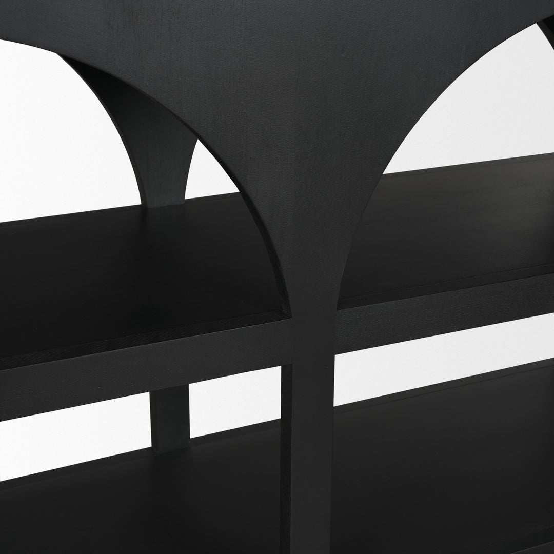 Bela Small Matte Black Arched Console Table Living Room Mercana