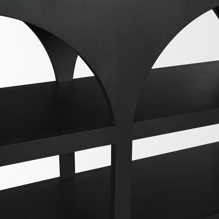 Bela Small Matte Black Arched Console Table Living Room Mercana
