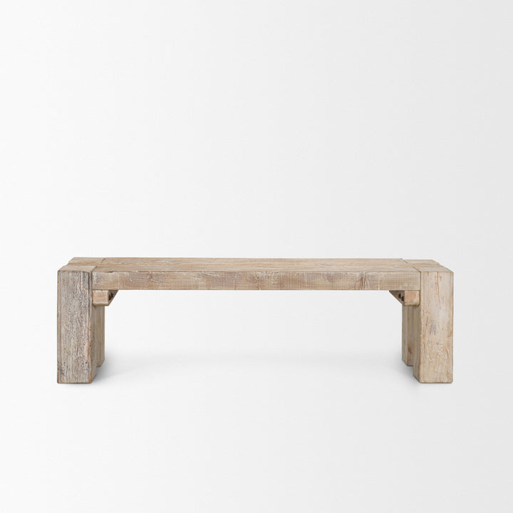 McArthur 64" Whitewash Reclaimed Wood Bench Living Room Mercana