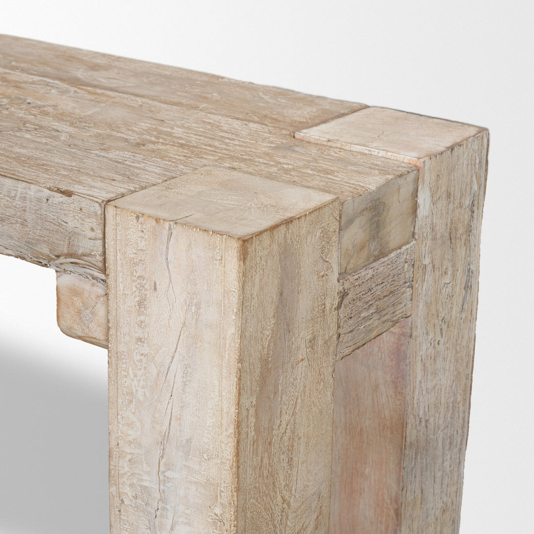 McArthur 64" Whitewash Reclaimed Wood Bench Living Room Mercana