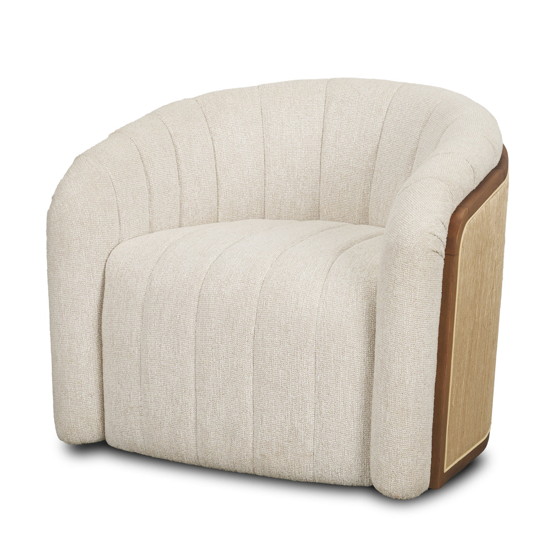 Fonda Cream Fabric w/ Natural Jute Swivel Accent Chair Living Room Mercana