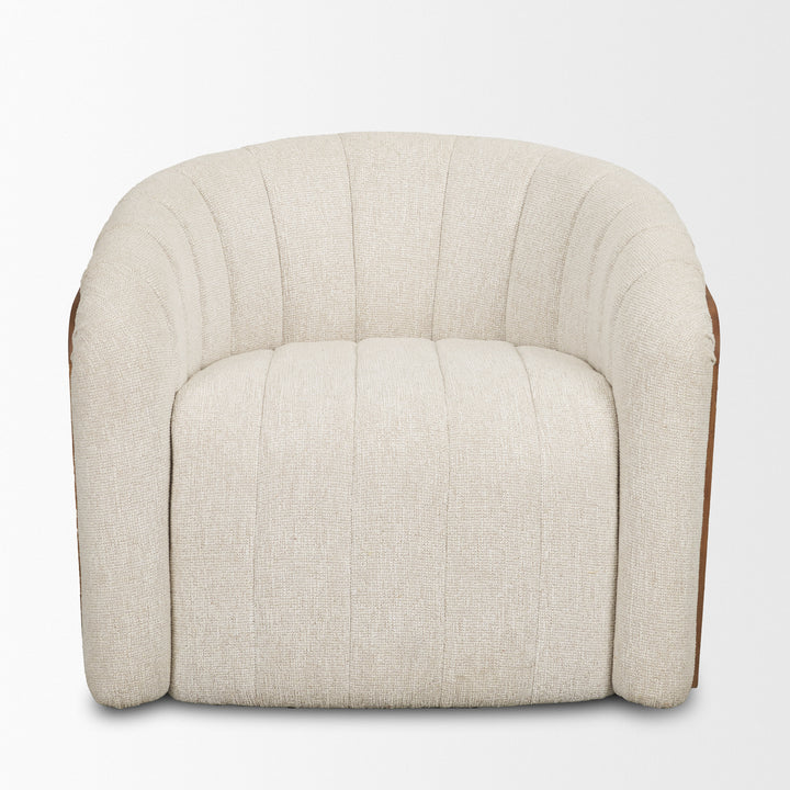 Fonda Cream Fabric w/ Natural Jute Swivel Accent Chair Living Room Mercana