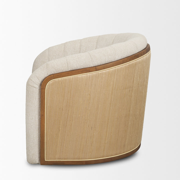 Fonda Cream Fabric w/ Natural Jute Swivel Accent Chair Living Room Mercana