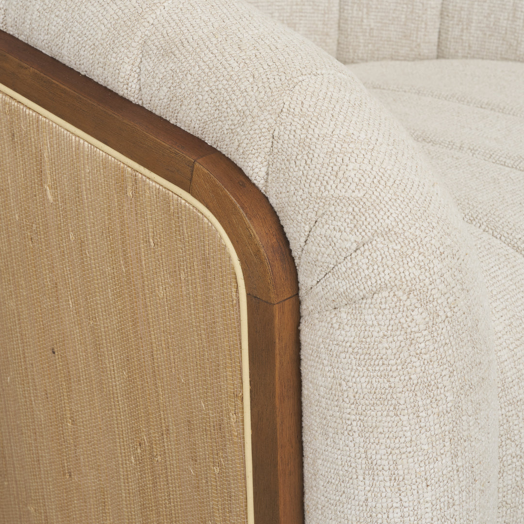 Fonda Cream Fabric w/ Natural Jute Swivel Accent Chair Living Room Mercana