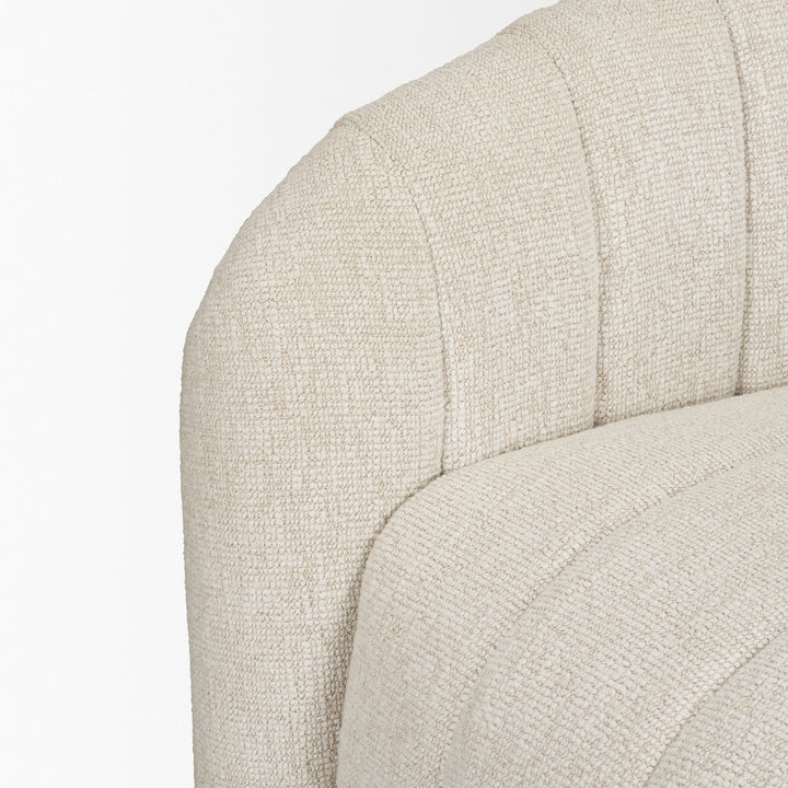 Fonda Cream Fabric w/ Natural Jute Swivel Accent Chair Living Room Mercana