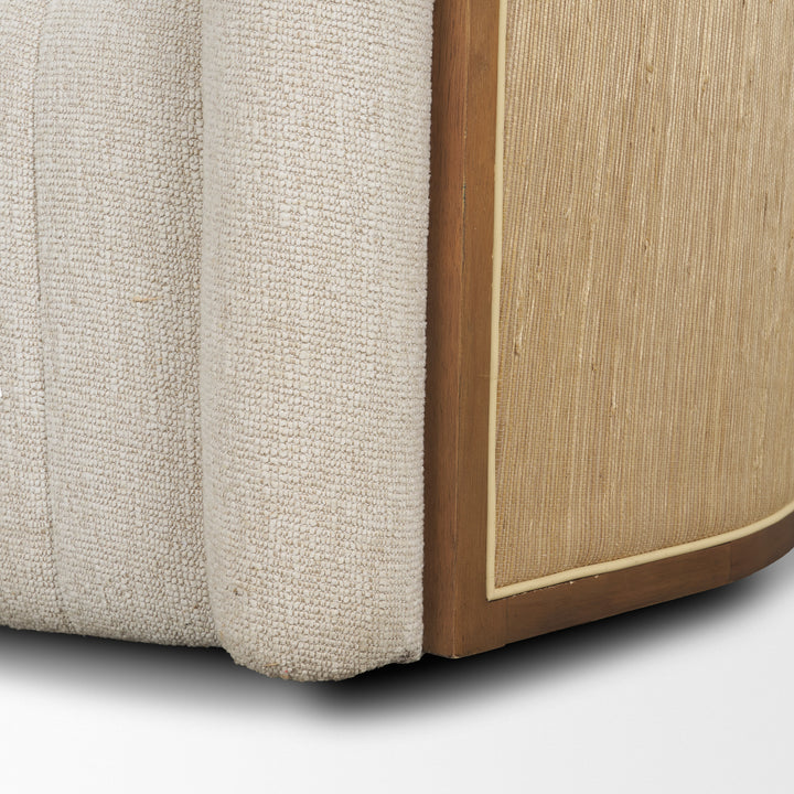 Fonda Cream Fabric w/ Natural Jute Swivel Accent Chair Living Room Mercana