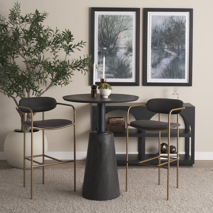 Parker Brown Faux Leather Seat Gold Metal Bar Stool Dining Room Mercana