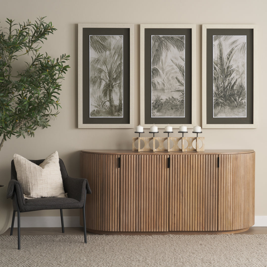 Terra Light Brown Wood Fluted Sideboard Dining Room Mercana