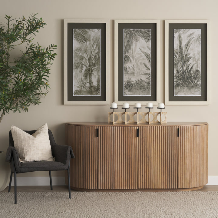 Terra Light Brown Wood Fluted Sideboard Dining Room Mercana
