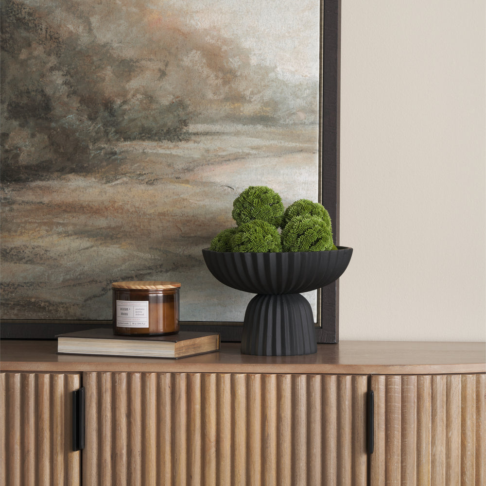 Ciaran Smooth Fluted Matte Black Metal Decorative Bowl Decor Mercana