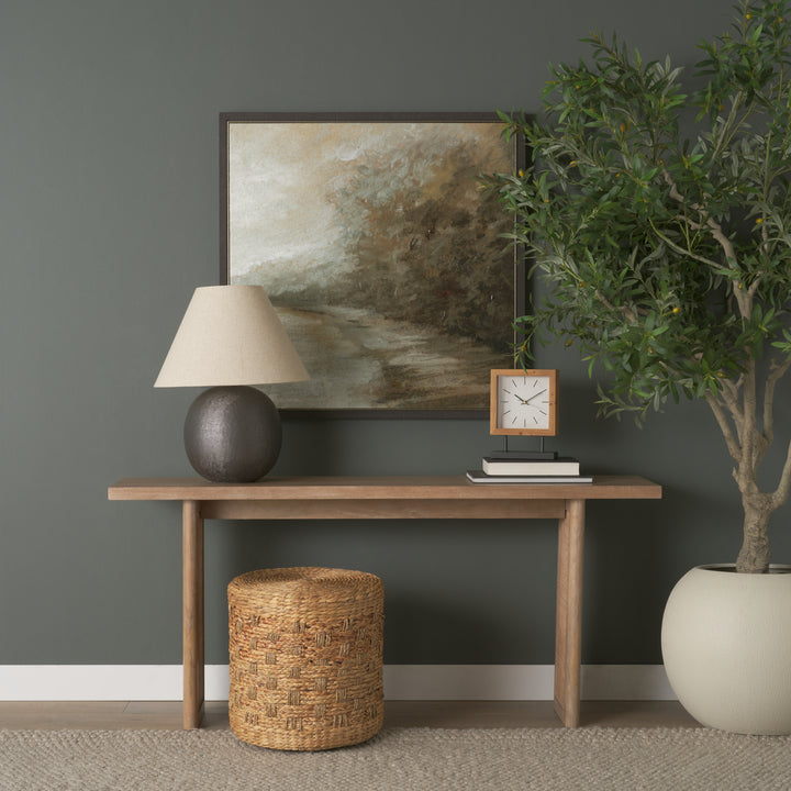 Michelle Light Brown Woven Seagrass Round Pouf Living Room Mercana