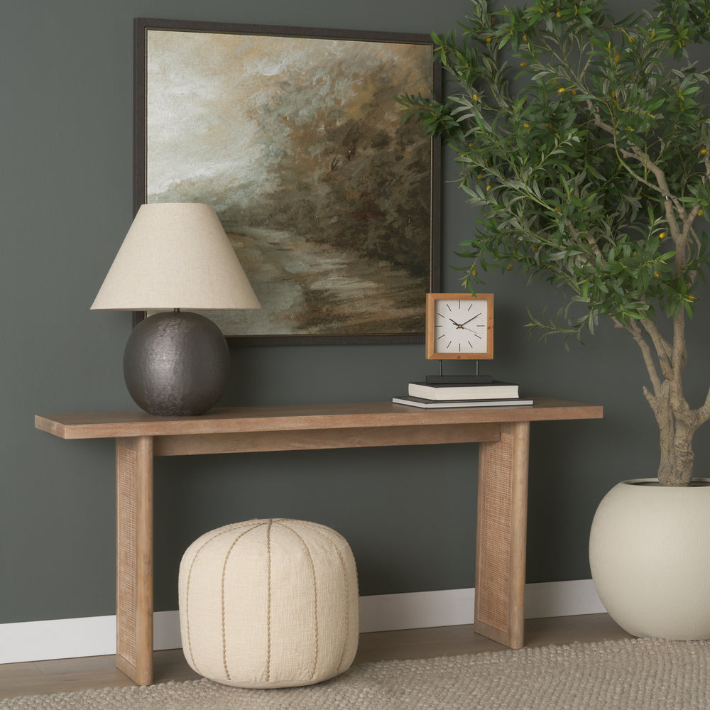 Grier 65" Light Brown Solid Wood w/ Cane Console Table Dining Room Mercana