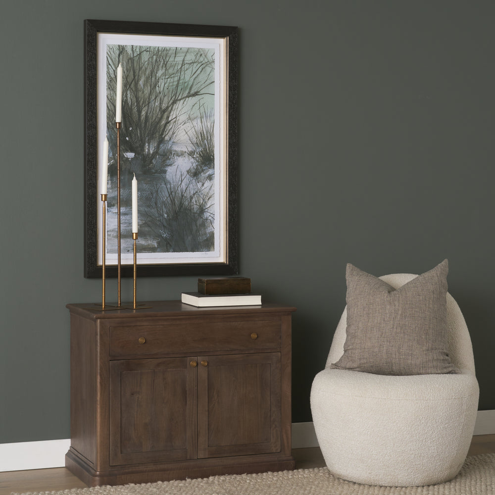 Baron Dark Brown Solid Wood w/ Antique Knobs 2-Door Accent Cabinet Decor Mercana