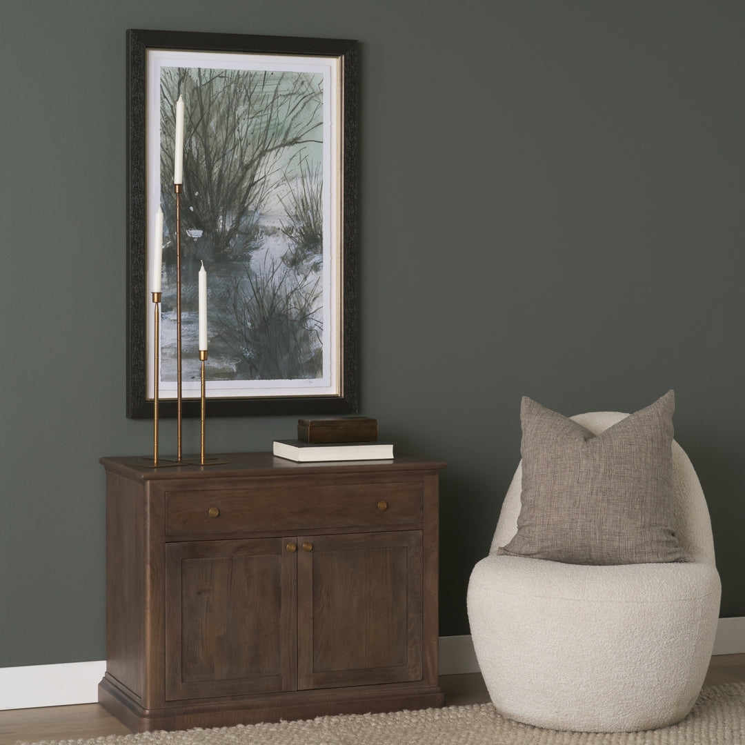 Baron Dark Brown Solid Wood w/ Antique Knobs 2-Door Accent Cabinet Decor Mercana
