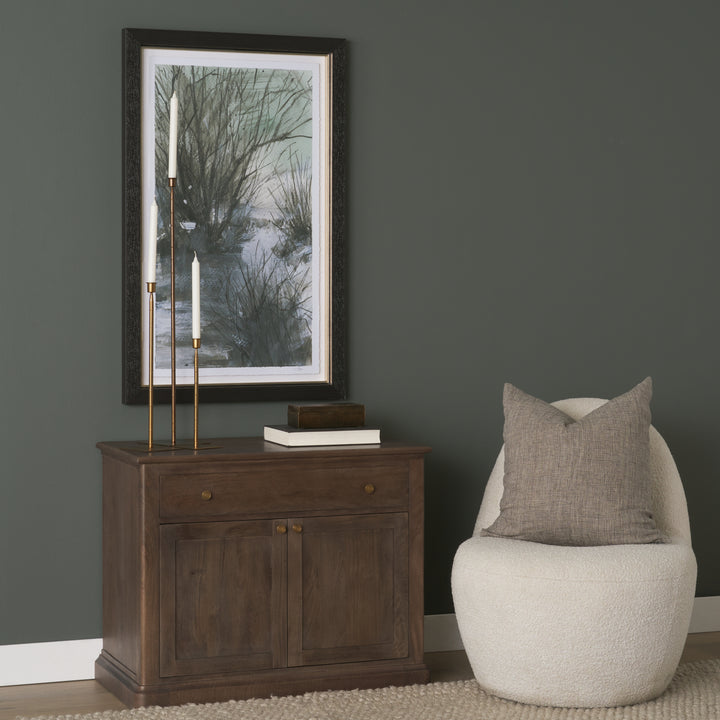 Baron Dark Brown Solid Wood w/ Antique Knobs 2-Door Accent Cabinet Decor Mercana